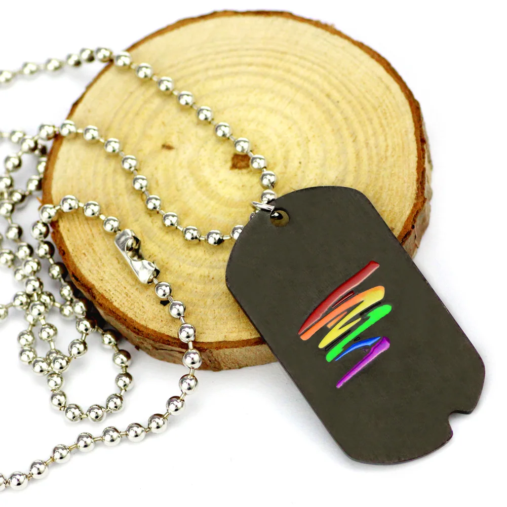 Черная геев гордыня радужная жвачка ЛГБТ и лесбиянок ожерелье|dog tag|lesbian pridenecklace