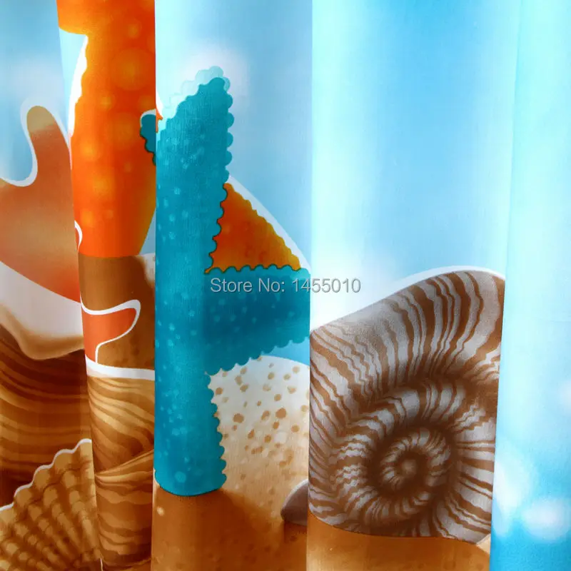 happy tree polyester blue seastar shower curtain thicken fabric sea life sea shell bathroom curtain summer holiday bath curtain free global shipping