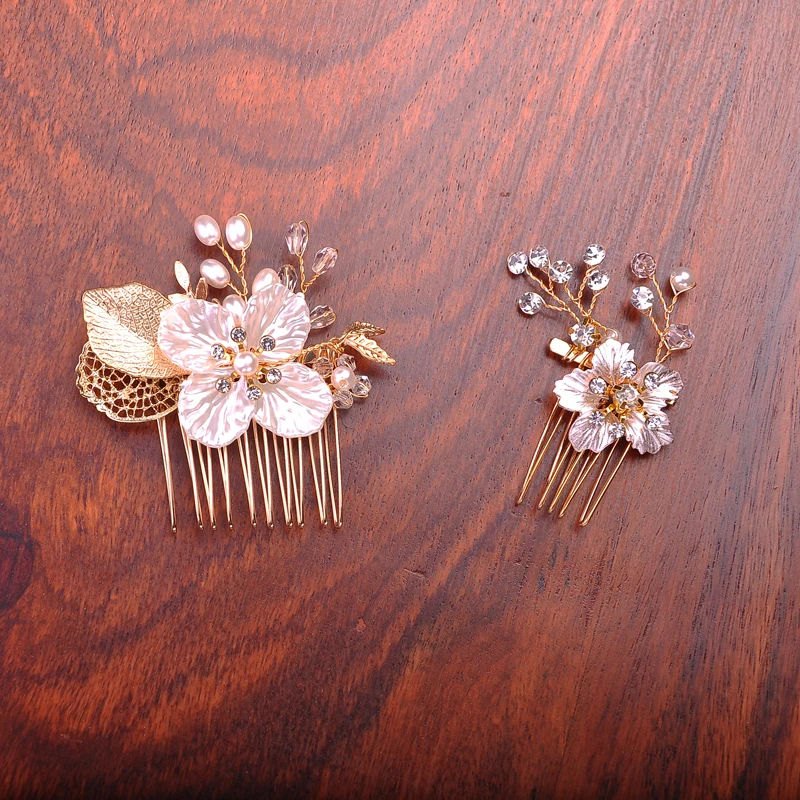 Гребни для волос золотого цвета свадебные аксессуары жемчужные украшения ручной
