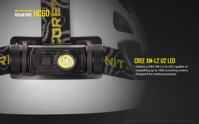 Оригинальный перезаряжаемый легкий налобный фонарь Nitecore HC60/HC60W с аккумулятором