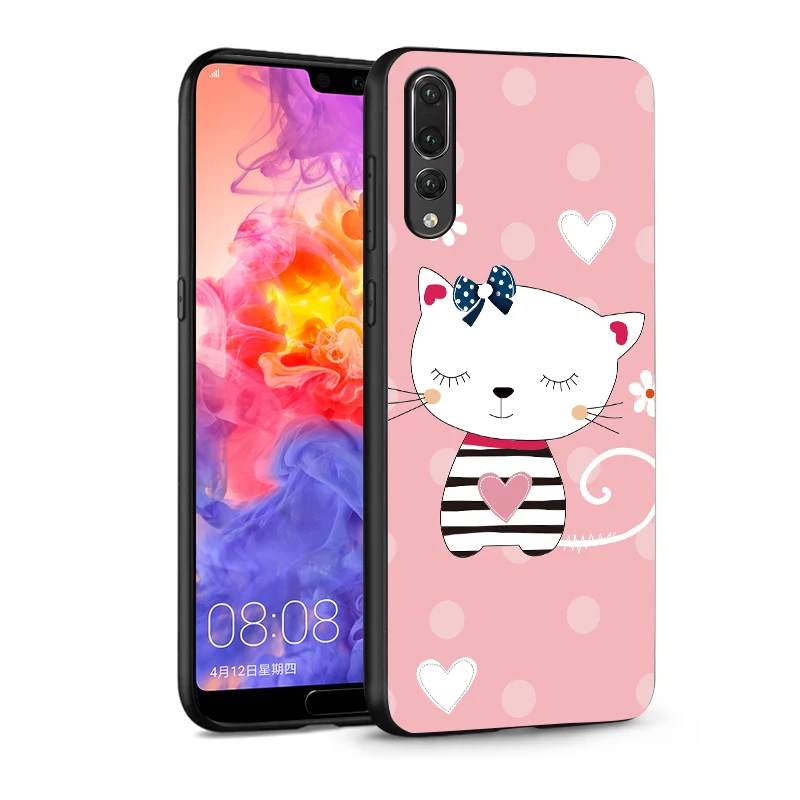 Fundas для huawei P20 Pro Чехол черный Мультфильм Окрашенные Мягкий силиконовый чехол
