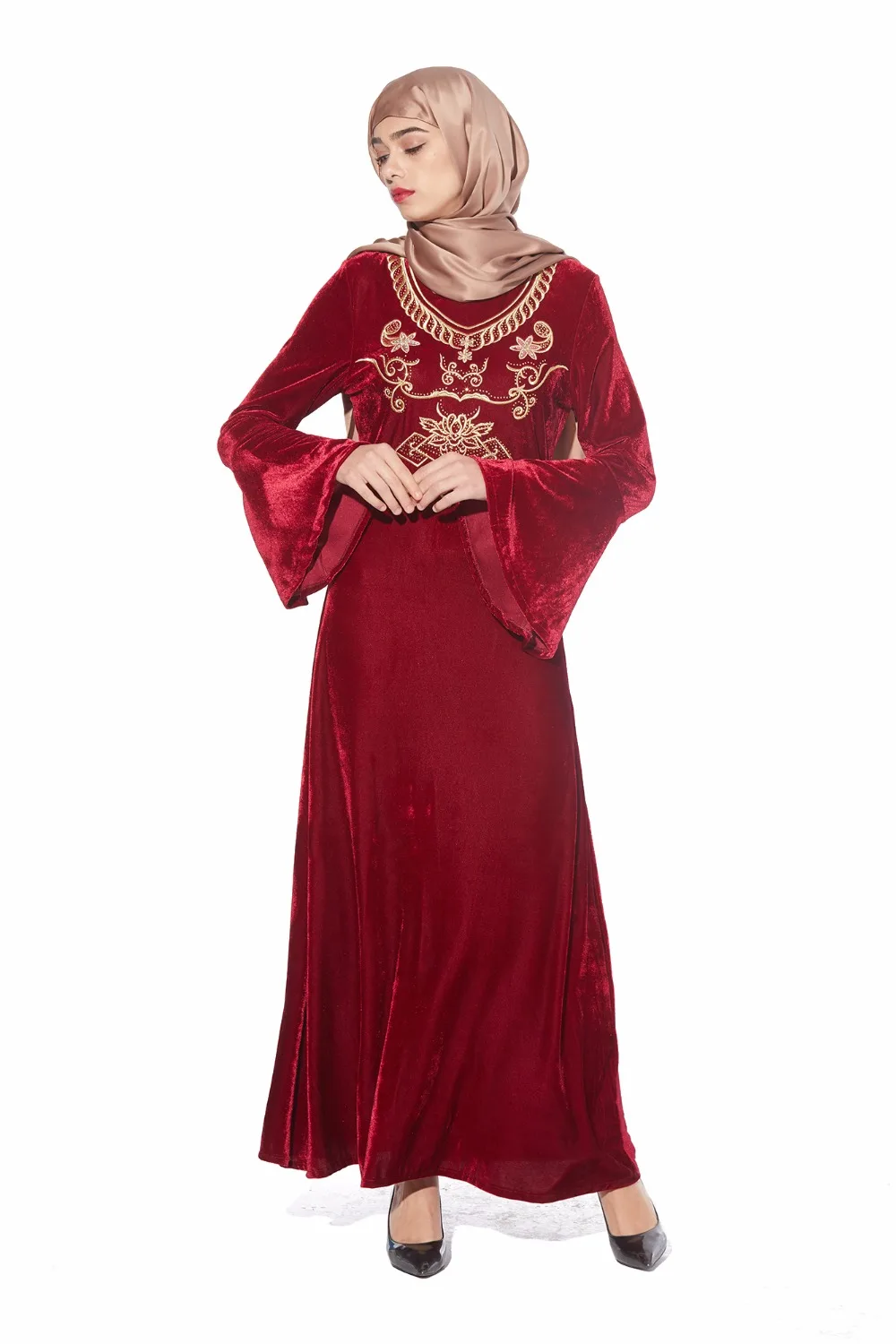 Платье макси бархатное с вышивкой длинное|abaya embroidery|dubai clothingabaya clothing |