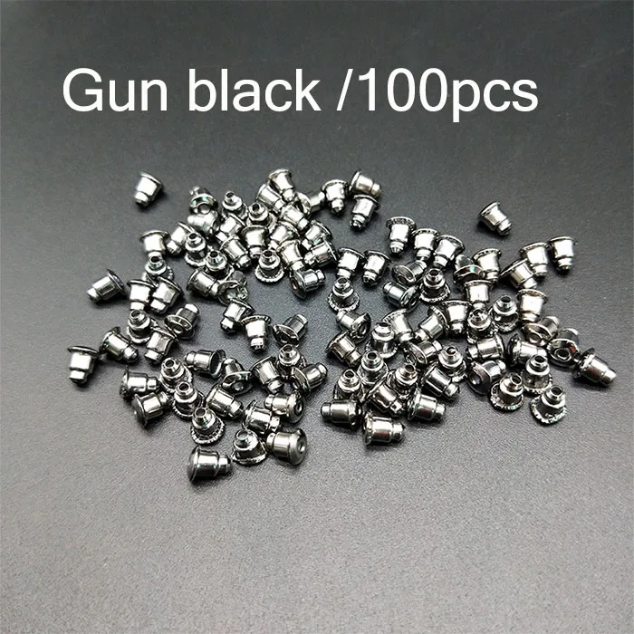 Gun black 100pcs DIY ювелирные аксессуары ‒ серёжки 30 шт Металлические серьги-гвоздики мяч иглы и 100 шт. пусеты для серёжек 100 шт. Открытый круг кольца для прыжков - Цвет: Gun black 100pcs