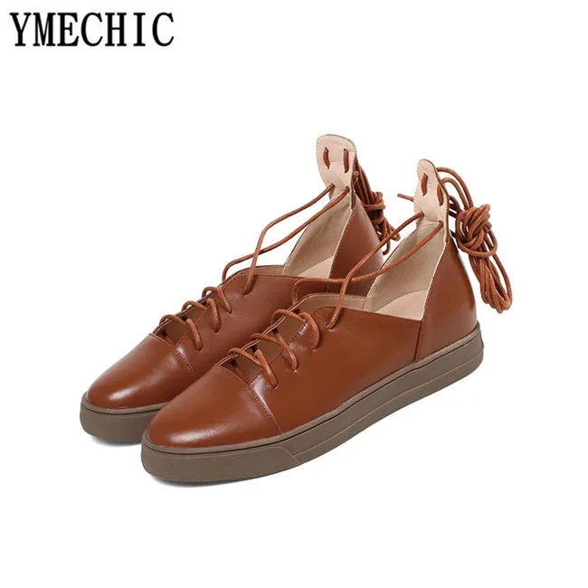 Ymechic 2018 на осенне-летний сезон с перекрестной шнуровкой в стиле Гладиатор плоской