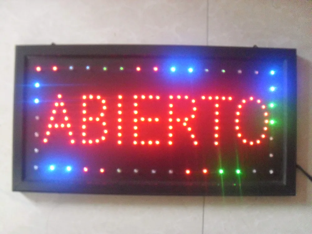 Светодиодный-2017 от производителя с цветными краями и открытым знаком 10x19 дюймов