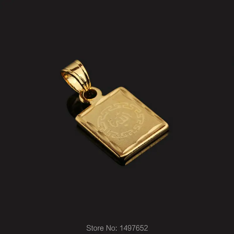 Аллах кулон золотой цвет куб и ожерелье классический исламский для женщин мужчин