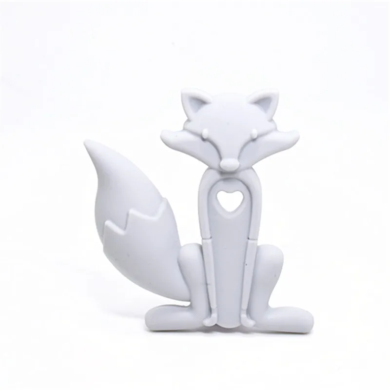 Mordedor de silicona con forma de zorro para beb&eacute;, dentici&oacute;n de silicona de grado alimenticio, con forma de animales de dibujos animados, 5 piezas-4