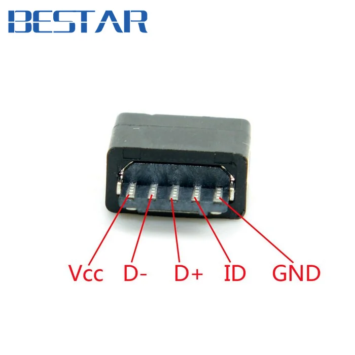 10 шт. запасные части для 5 контактного разъема Micro USB типа B|usb female|jack portusb female |