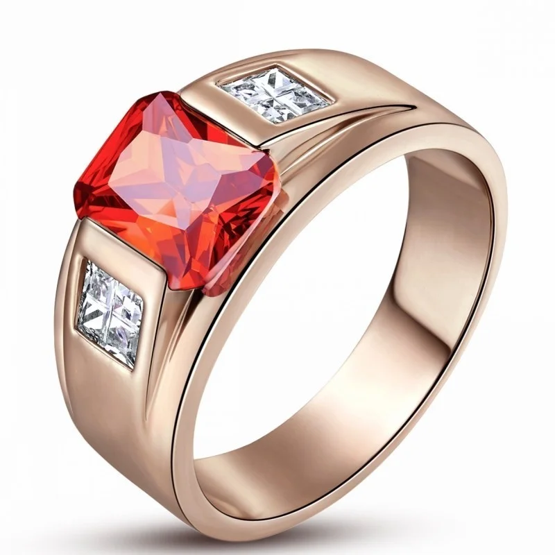 3.2CT Размеры 8 до 15 ювелирные изделия гранат циркон камни 10KT мужские позолоченное