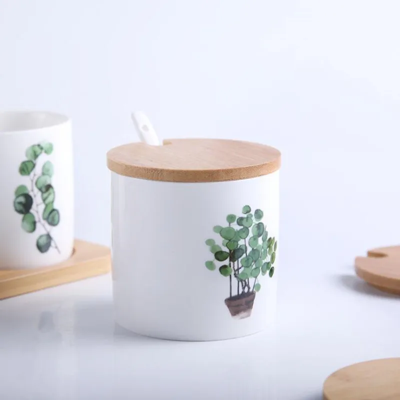 Фотокерамический стандартный контейнер для специй с бамбуковой крышкой