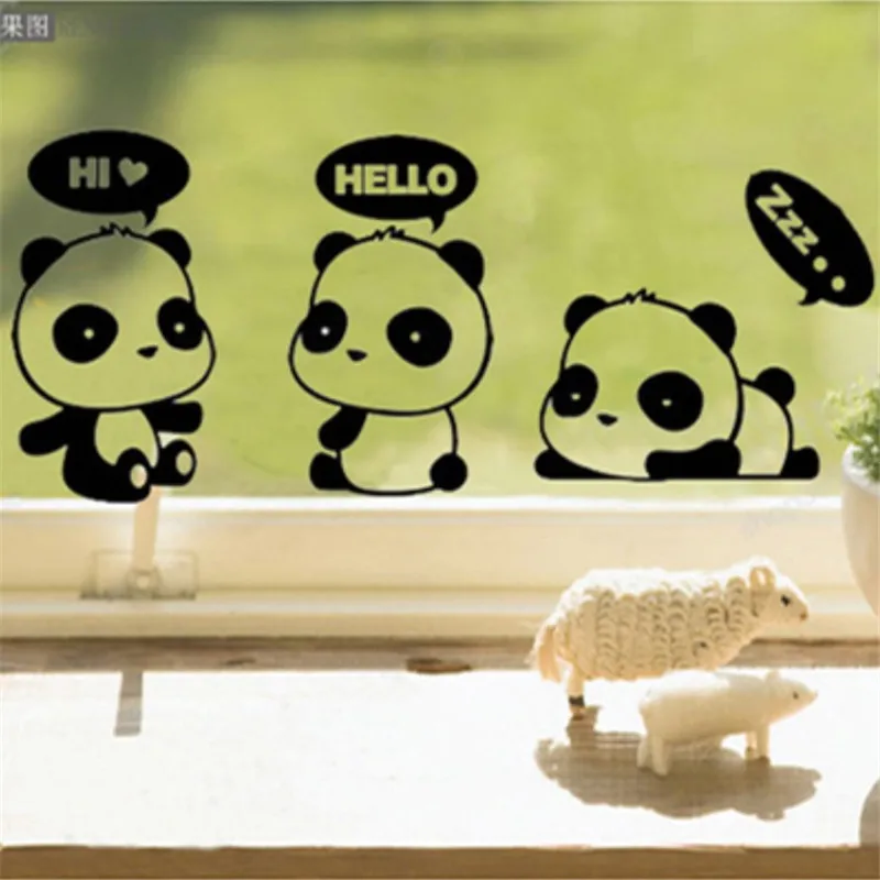 Милая наклейка для выключателя панда мультяшная ПВХ Наклейка на стену детской