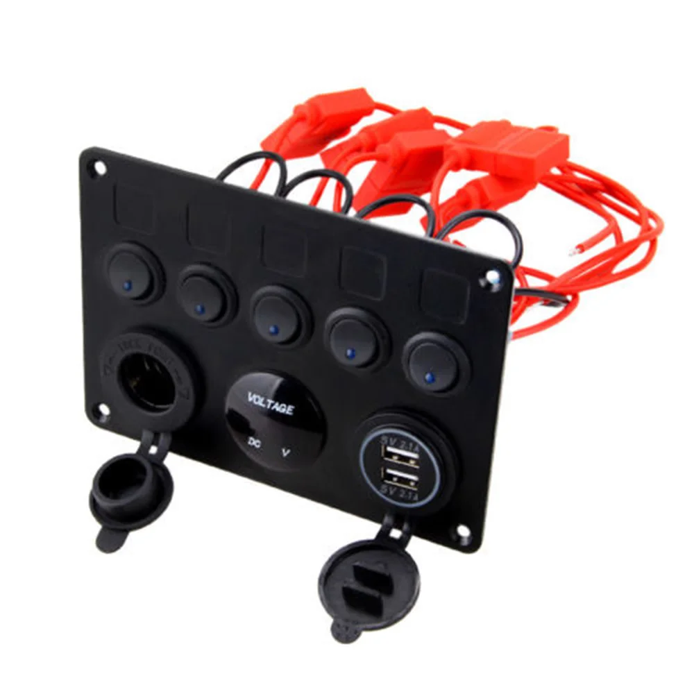 5 Gang 12V 24V Inline предохранителей светодиодный автомобильный клавишный выключатель