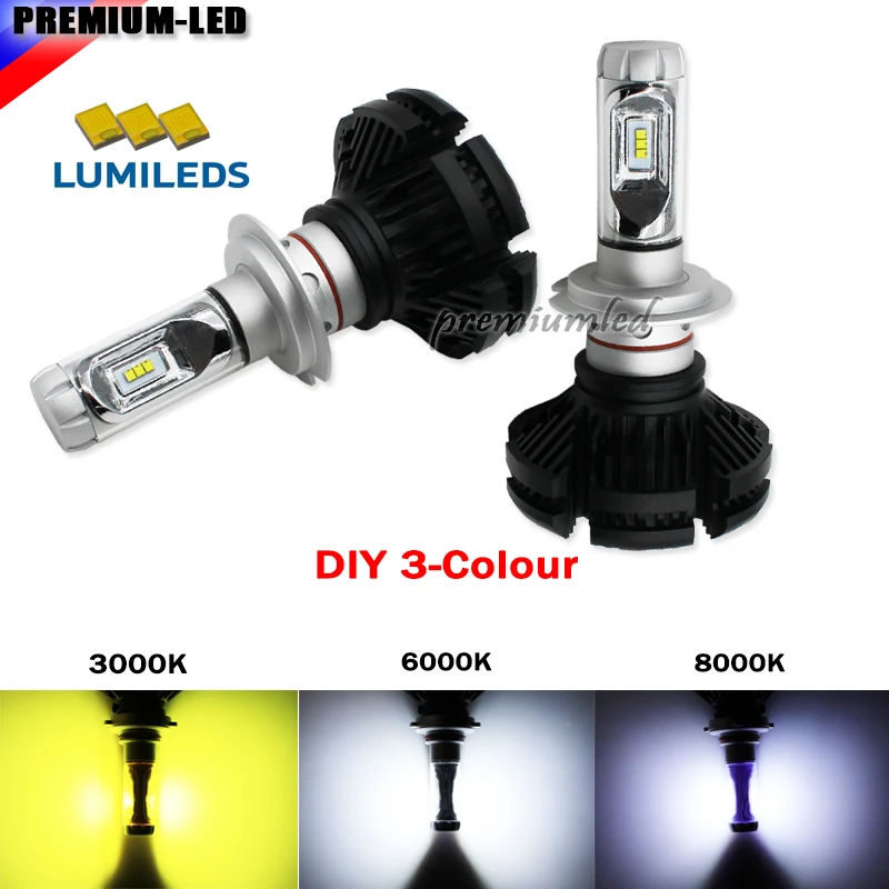 Высокая Мощность LED Фары для Авто H7 ED на Luxeon со съемными фан менее радиатор (DIY 3