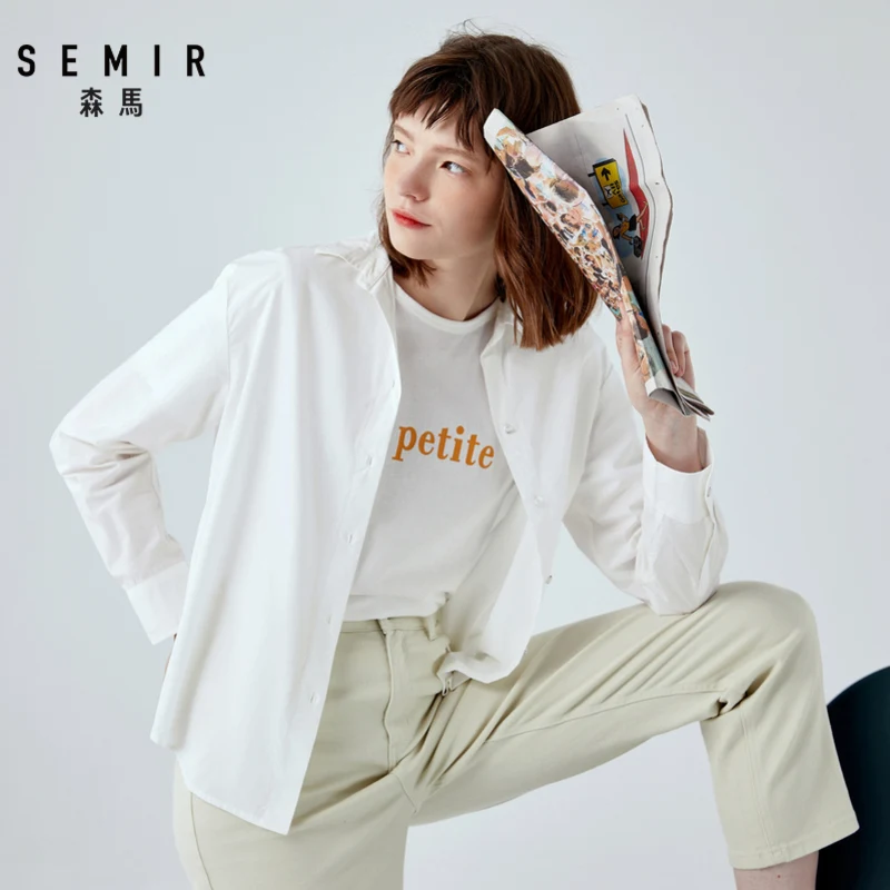 Осень 2019 новая блузка SEMIR с длинным рукавом Женская хлопковая рубашка оверсайз