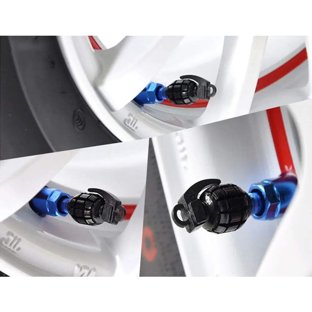 Free Shipping 4pcs Universal Aluminum Grenade Design Car Wheel Tyre Valve Caps Bicycle Tire Air Cap 6 colors VS009 | Автомобили и