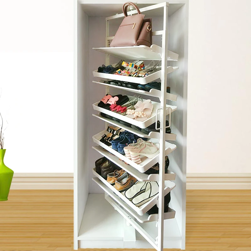 Многослойная вешалка для обуви шкафа тянущаяся корзина гардеробная 360 градусов
