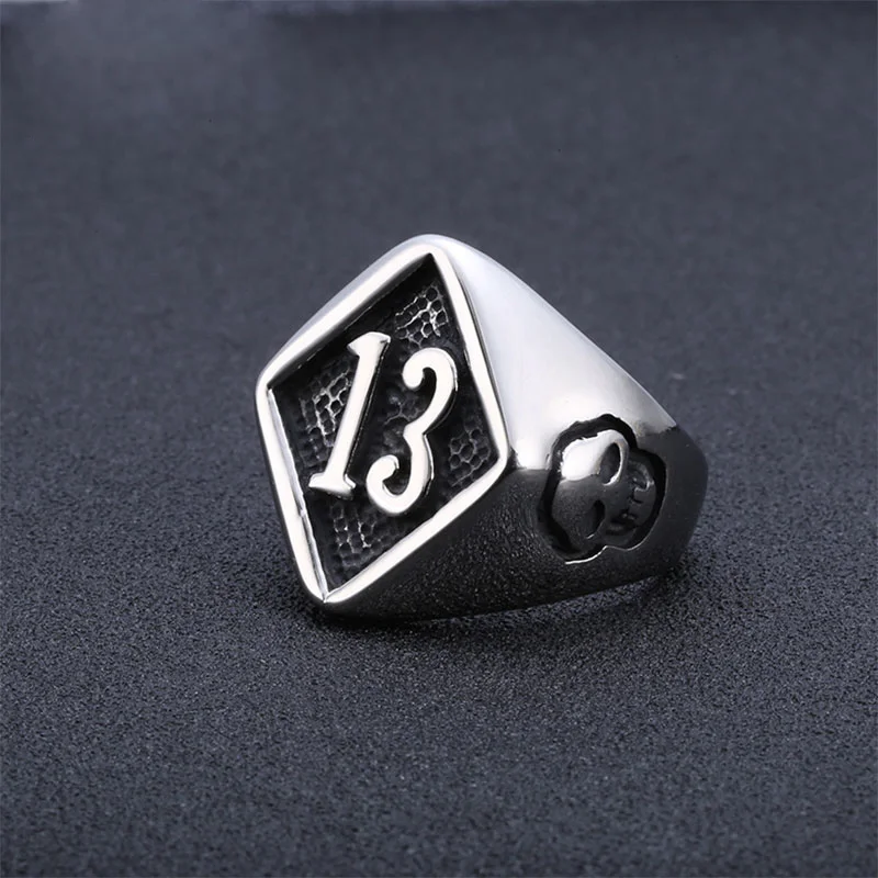 Двигатель Байкер Lucky Number 13 кольцо 316L нержавеющая сталь для мужчин обувь мальчиков