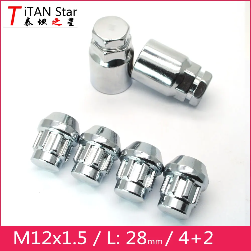 4 NutS+2 Key M12x1.5 Alloy 1.5 Wheel Locks Nuts Anti Theft SECURITY NUT For HYUNDAI IX35 TUCSON ELANTRA SONATA SantaFe RENA | Автомобили и