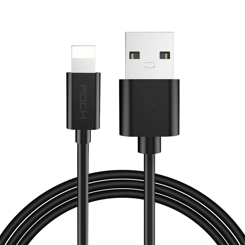 ROCK мобильный телефон USB кабели для iPhone 2.4A кабель для быстрой зарядки для iPhone зарядное устройство кабель синхронизации данных для iPhone X iPad Mini еще - Цвет: Black