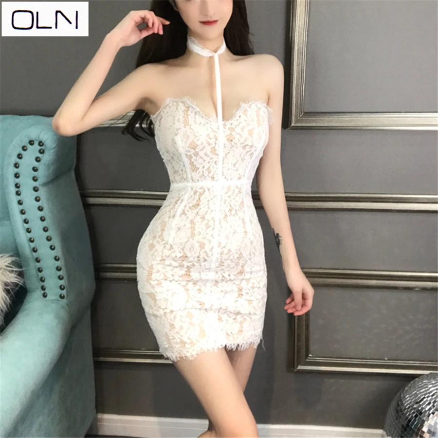 Летнее платье в Корейском стиле Vestidos OLN Новое поступление открытое кружевное с