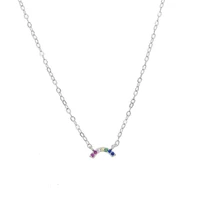 cheap wholesale brass cz jewelry simple geometric rainbow charm chain necklace for girl high quality