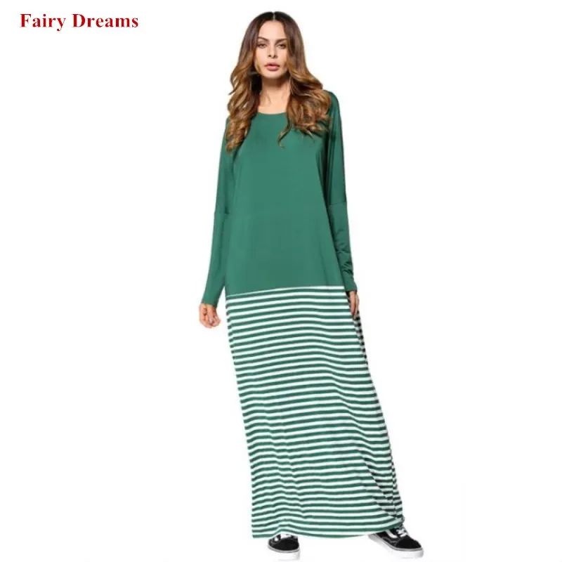 Одежда из Дубая для женская мусульманская одежда в зеленую полоску Повседневное