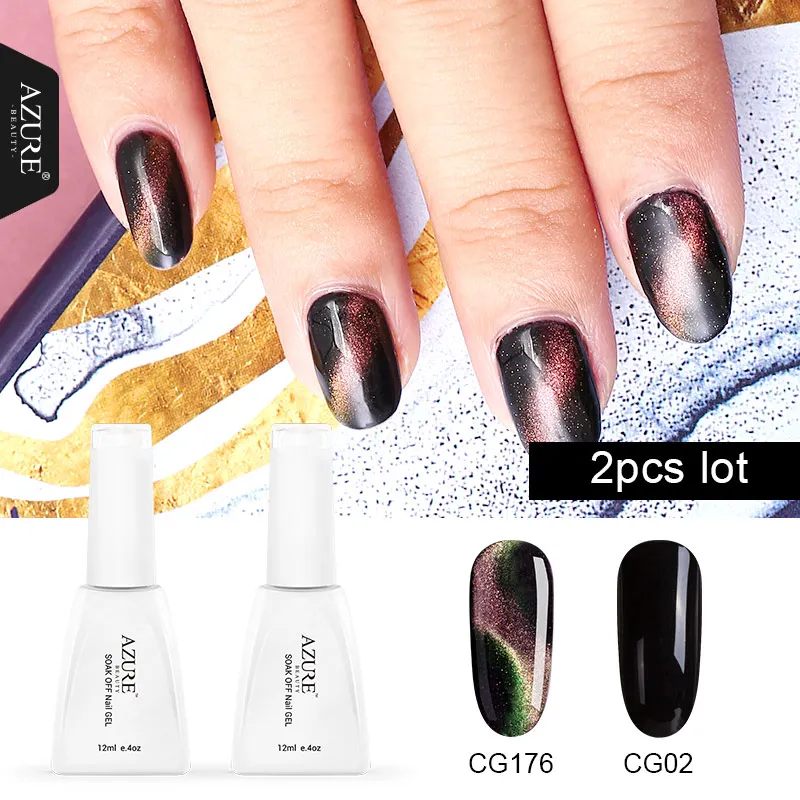 2PCS SET Лазурный красота Хамелеон кошачий глаз УФ-гель для ногтей Магнитный УФ лак для ногтей лак нужен магнит палочка черный гель для ногтей светодиодный гель - Цвет: 2PCS SET