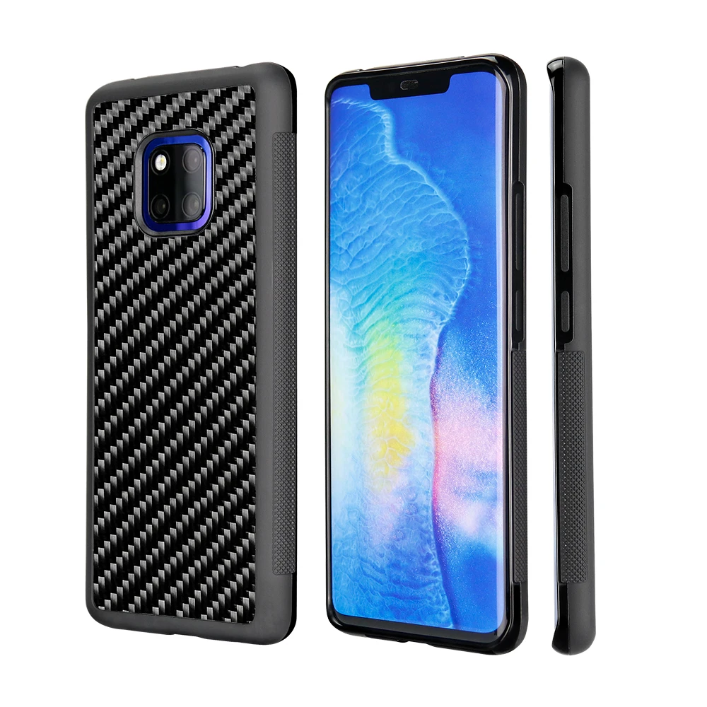 M Чехол Реальные углеродного волокна чехол для huawei mate 20 чехол-накладка из мягкого ТПУ+ ПК анти-скольжения для huawei mate 20 PRO Чехол-черный глянцевый