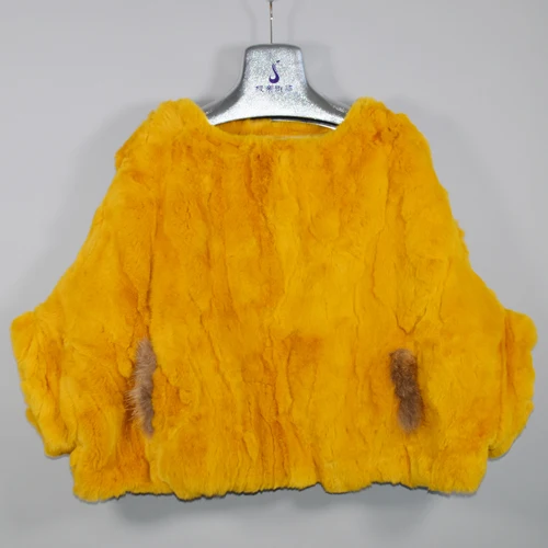 yellow Мода для девочек Настоящий мех кролика пашмины Настоящий мех кролика шарфы-Пончо теплый мягкий мех кролика Рекс шаль шарфы - Цвет: yellow