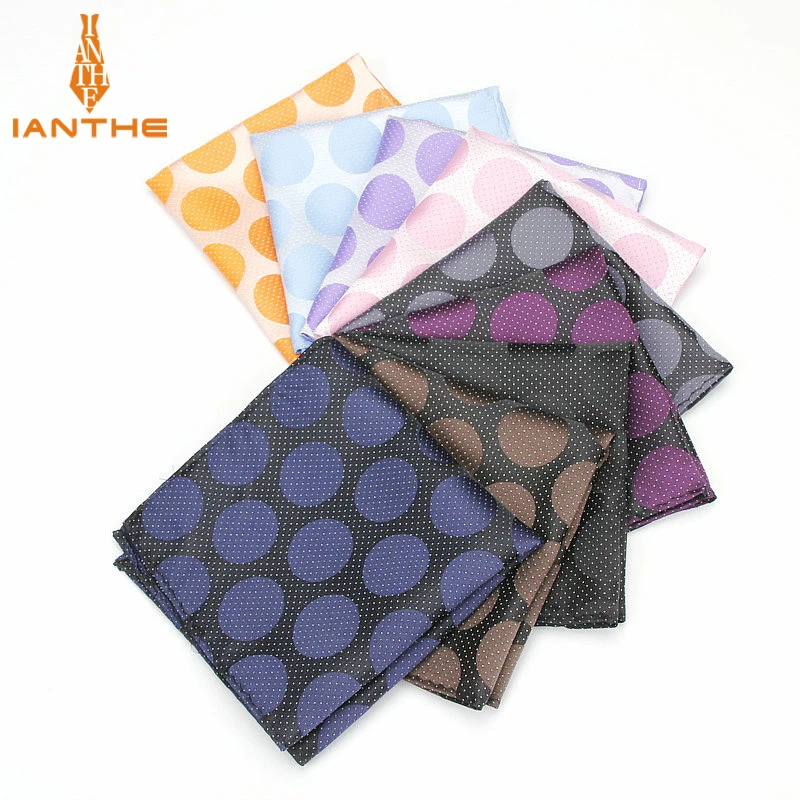 

Mens Pocket Squares Polka Dot Pattern Blue Handkerchief Fashion Hanky For Men Business Suits Hankies Towel Accessories 25cm*25cm