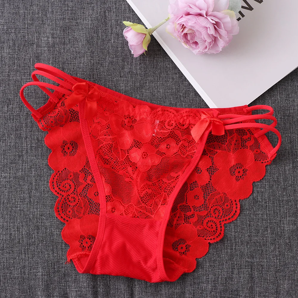 1 шт. женские сексуальные цветочные кружевные трусы дышащие с бантиком стринги