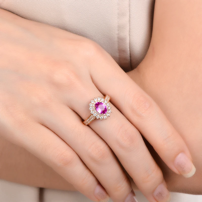 18k/Au750 Gold 1.02ct Pink Sapphire &amp 0.65ct Natural Diamond Engagement Ring Fine Jewelry | Украшения и аксессуары