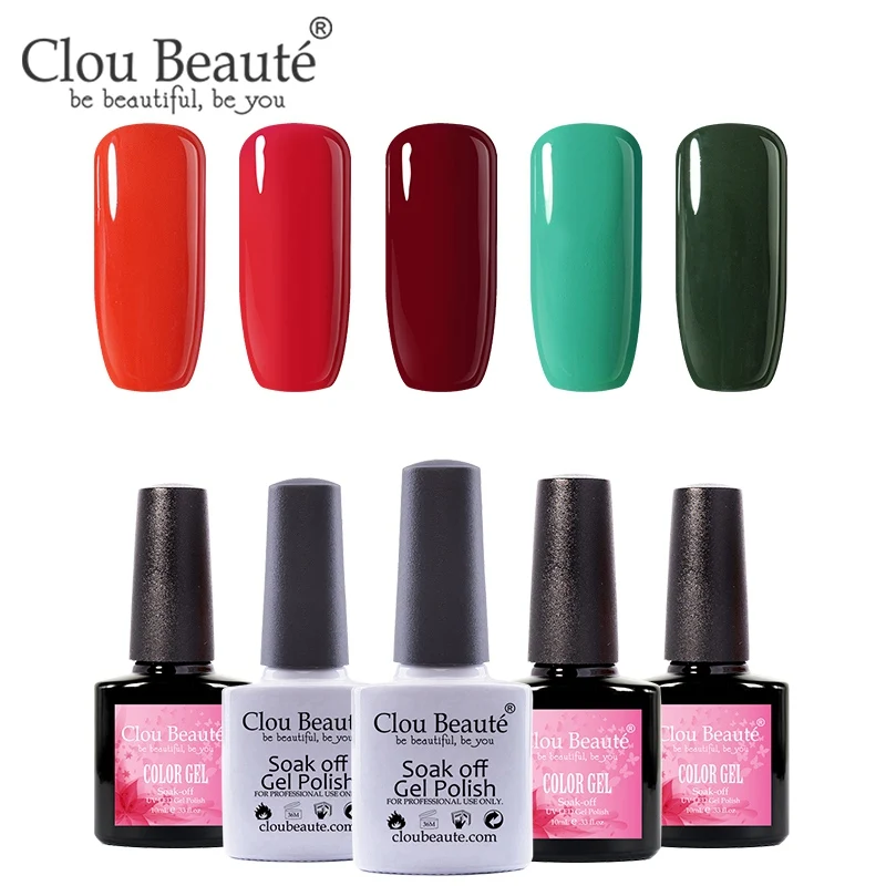 Clou Beaute УФ-гель для ногтей основа и верхнее покрытие лак для ногтей Набор для маникюра геллак Полупостоянный Гибридный праймер гель лак - Цвет: 10ml-13