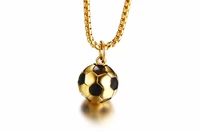 fashion trendy stainless steel couple round necklace men charm gold color football necklaces for women pendants unisex jewelry
