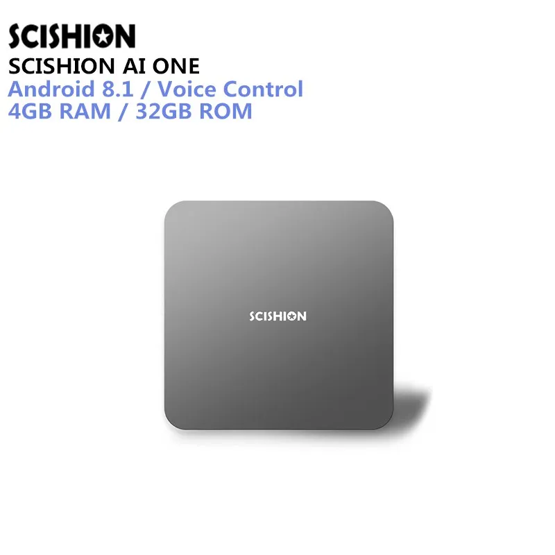 2 шт./лот SCISHION AI One Android 8 1 ТВ бокс 4 ГБ 32 WiFi телеприставка пульт дистанционного