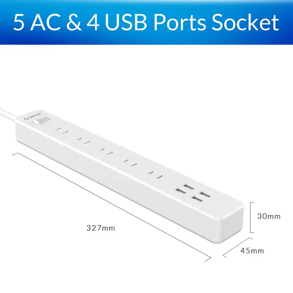 ORICO power Strip 3 AC 2 usb порты Stekker JP вилки удлинитель разъемы Multiprise USB - Цвет: Черный