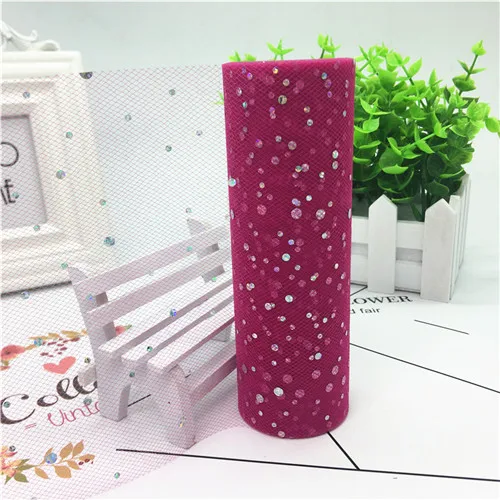 16-deep rose 15 см(9,2 м/рулон) тюль рулон ткани блестки Свадьба Сад Вечеринка юбка-пачка стол стул DIY украшения детский душ - Цвет: 16-deep rose