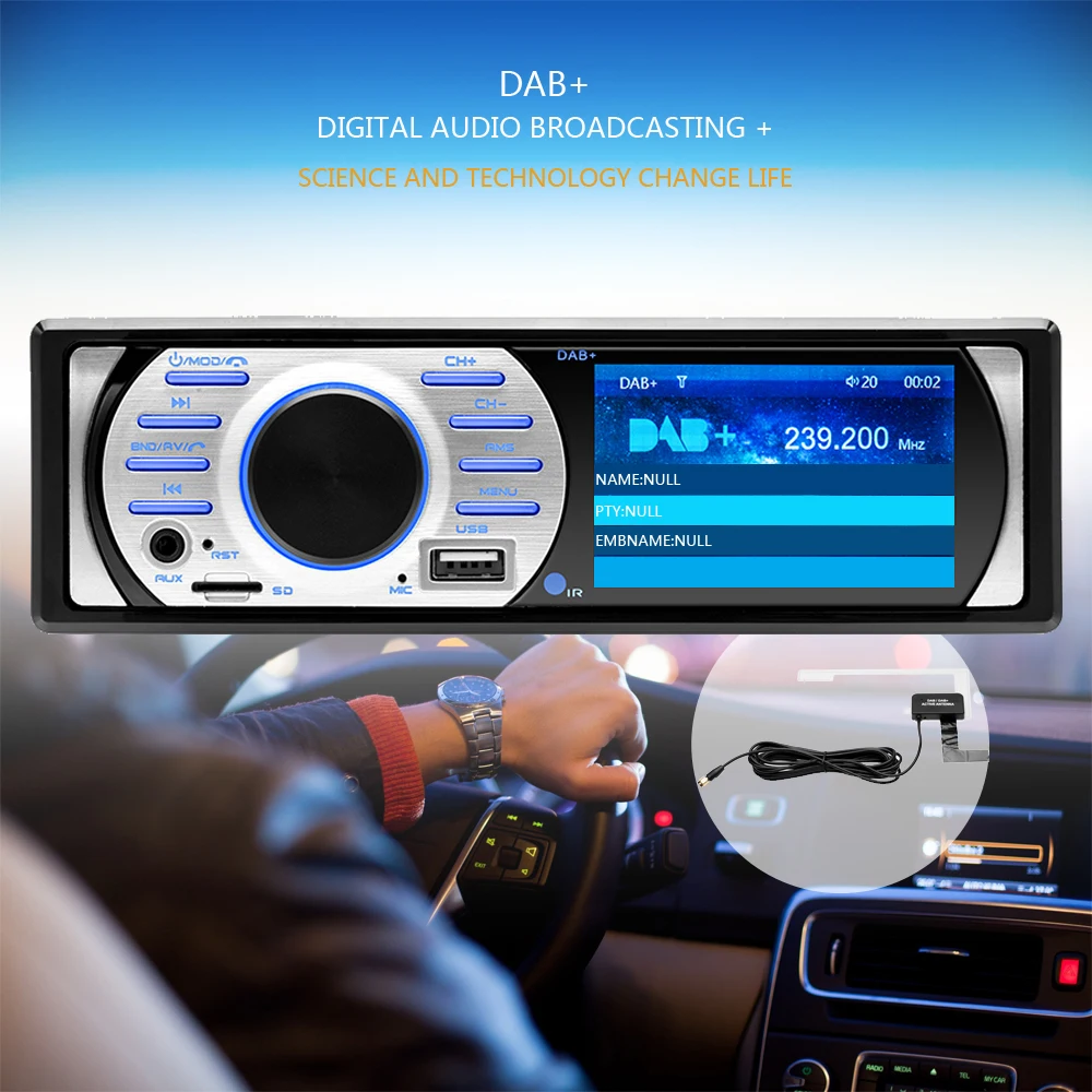 Podofo 1 Дин радио DAB + аудио fm MP5/AM/FM/Bluetooth/MP3/AUX плеер встроенный микрофон громкой