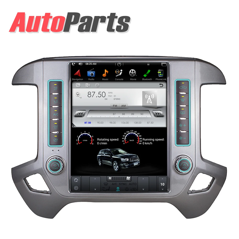 

Android 7.1 12.1" Tesla style Vertical car radio navigation player For Chevrolet Silverado and GMC Sierra 2014 2015 2016 - 2018