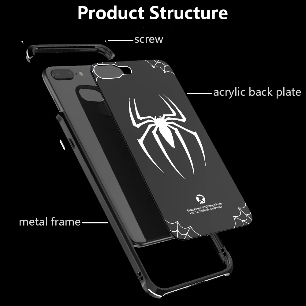 R JUST для iPhone 8 Plus чехол Роскошный милый тонкий жесткий металлический алюминиевый