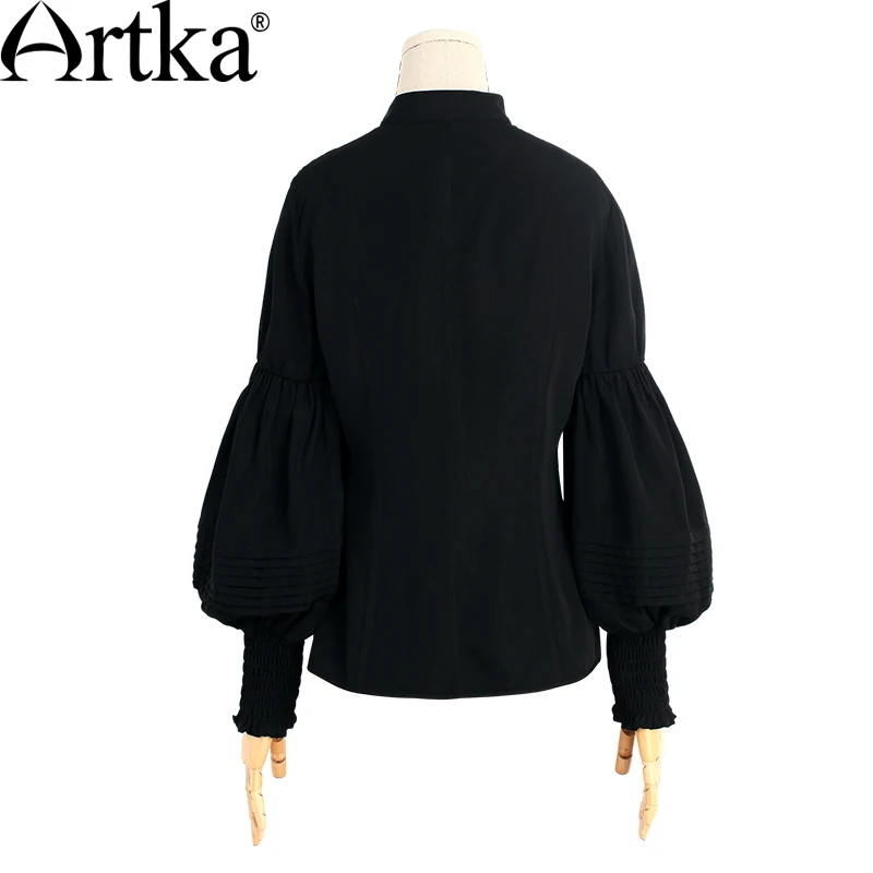 Женская винтажная шифоновая рубашка ARTKA белая однотонная кружевная