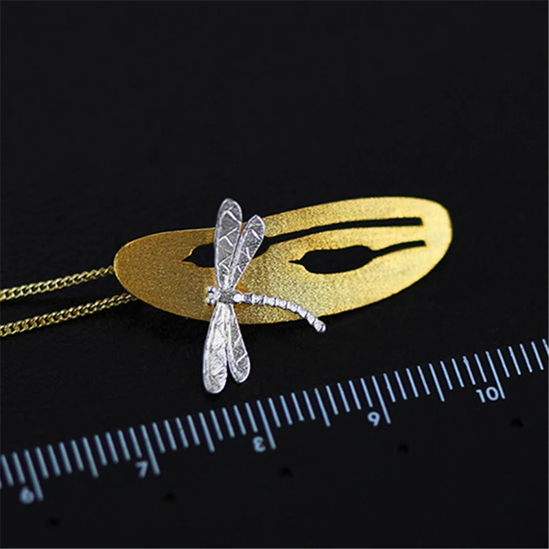 Lotus Fun реальные 925 серебро ручной работы Fine Jewelry листьев и стрекоза дизайн кулон
