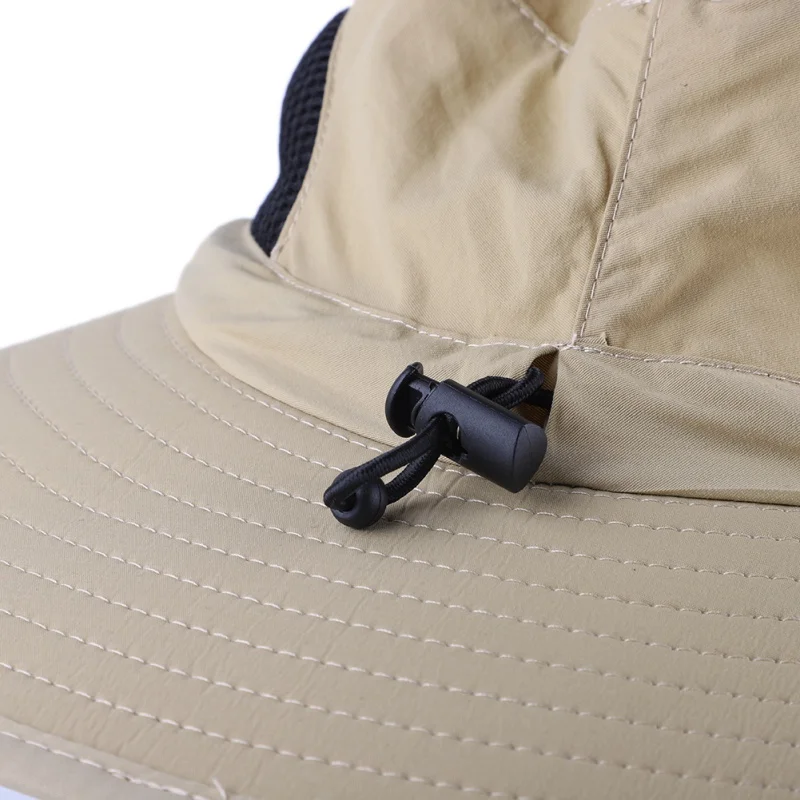 

UPF50+ Fisherman's Hat UV Protection Wide Brim Solid Adjustable Fishing Cap Nylon Waterprood Outdoor Sun Protection Cap