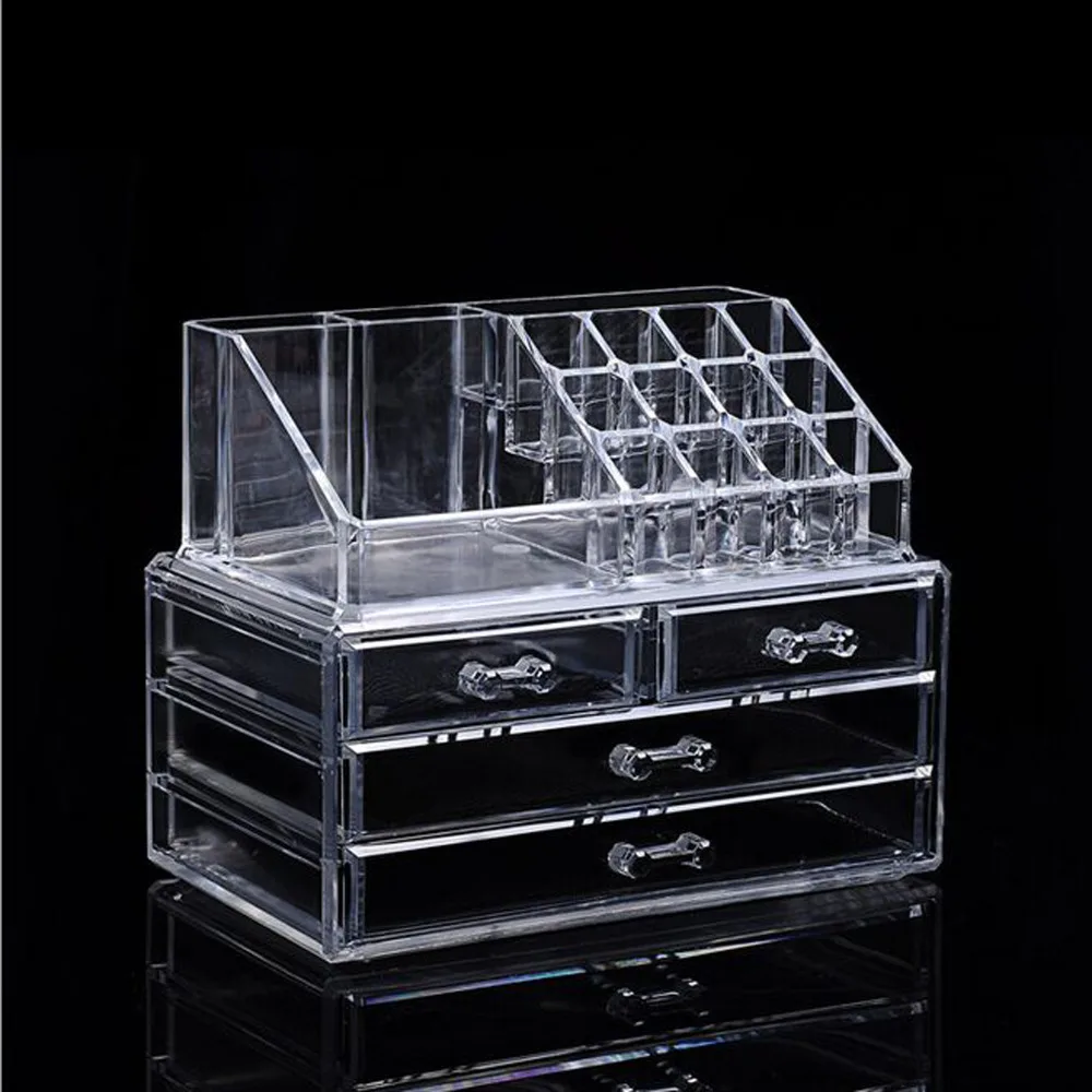 Transparent Color Three Layers Multifunction Showing Shelf Acrylic Display Storage Case , Make Up Nail Art Tools Container