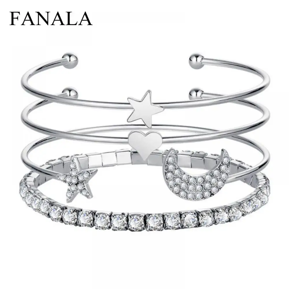 Pameng браслет 4 шт./компл. украшения для комплект Цвет Crystal Star Многослойные цвета: