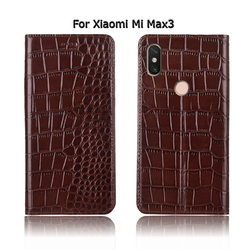 Чехол из натуральной кожи для Xiaomi Mi Max 2 3 Max2 Max3 с крокодиловой текстурой, откидная подставка, чехол для телефона
