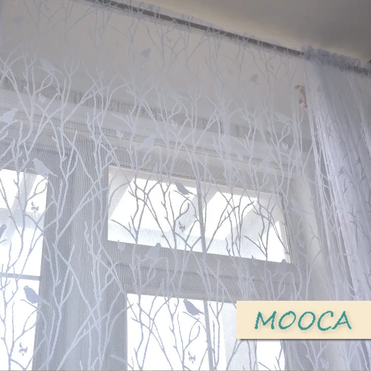 Пасторальный стиль белая птица кружевная занавеска прозрачная для гостиной