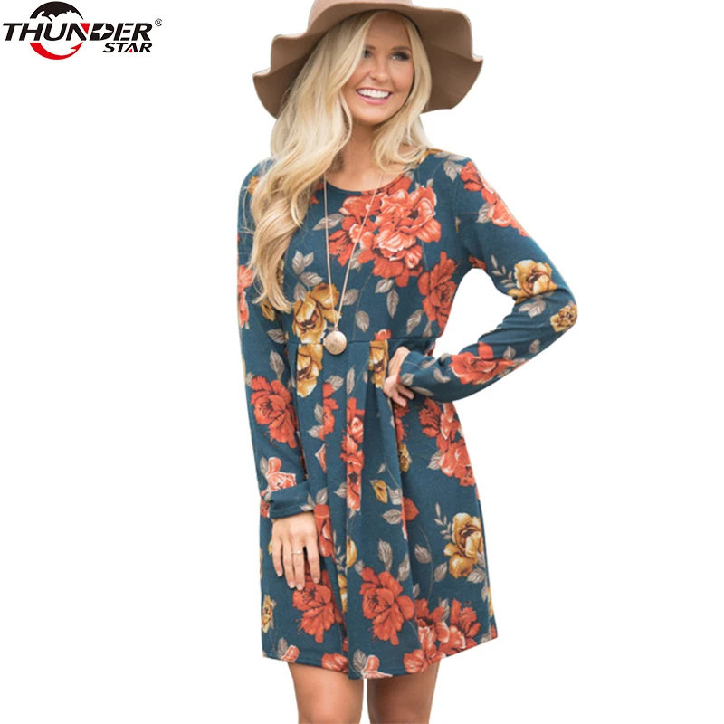 2018 Новое поступление осеннее мини-платье с длинным рукавом для женщин весеннее