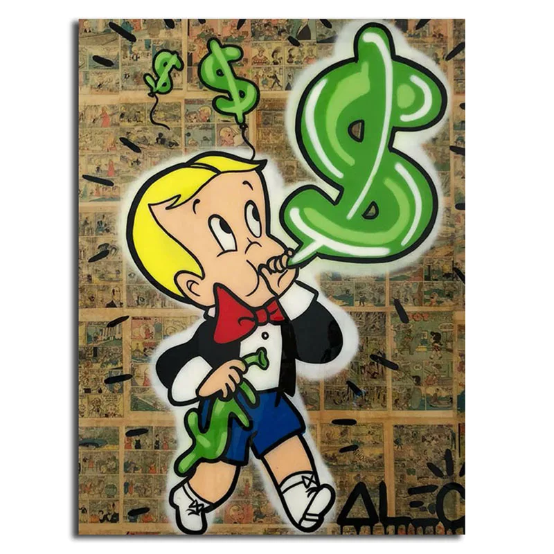 AM017 Алек Monopolyingly Wall Art Холст Картина уличный художник Скрудж макдак знак доллара статуя изображение для Гостиная Home Decor - Цвет: AM017