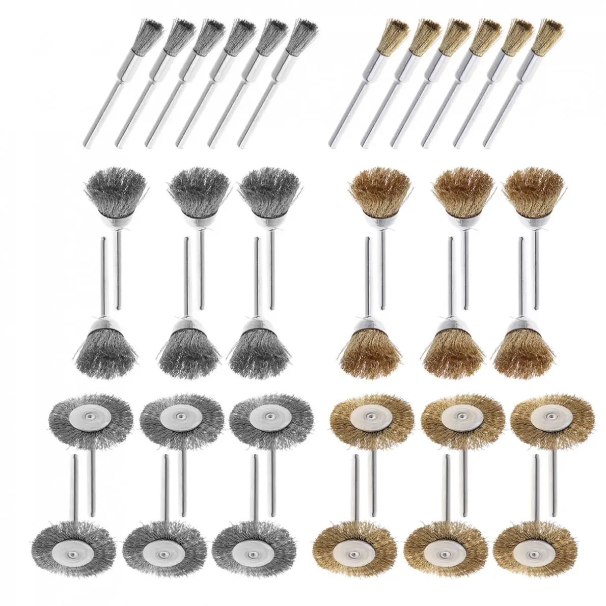 

36pcs/lot 3.0mm Brass Steel Wire Brush Polishing Wheels Set Kit for Professional Rotary Tool